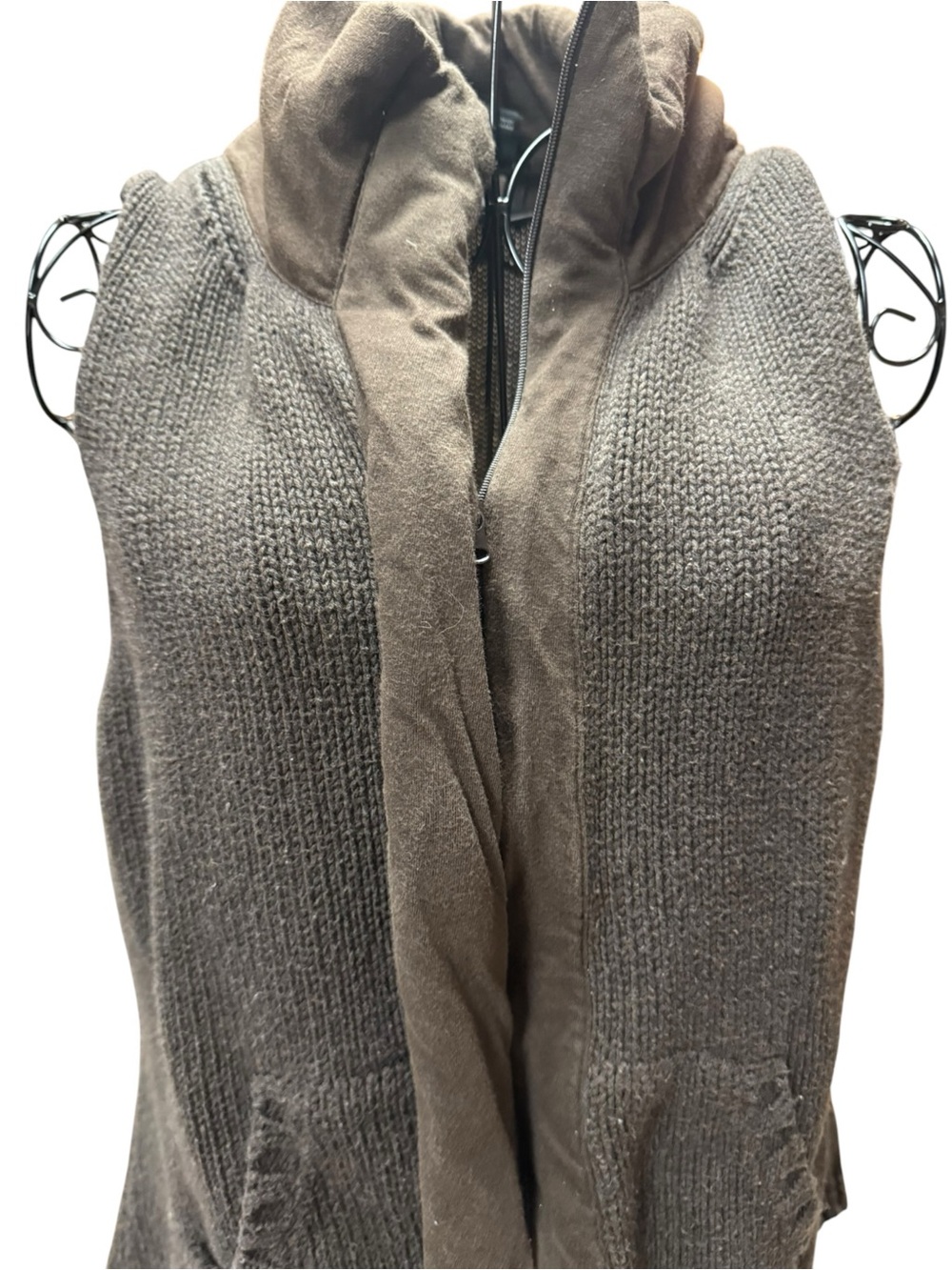 Eileen Fisher Brown Taupe Organic Cotton Knit Zip Vest Small - Picture 4 of 8